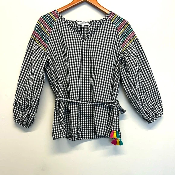 Madewell Smocked Gingham Women’s Top
Medium Black & White - Picture 3 of 7